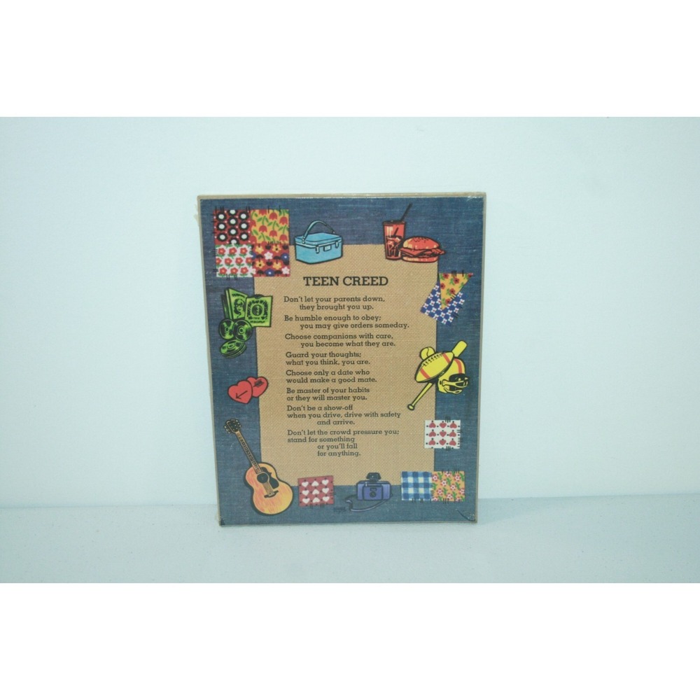Vintage 1975 Russ Berrie Living‎ Quotes Teen Creed Poem Wall Plaque Art NEW